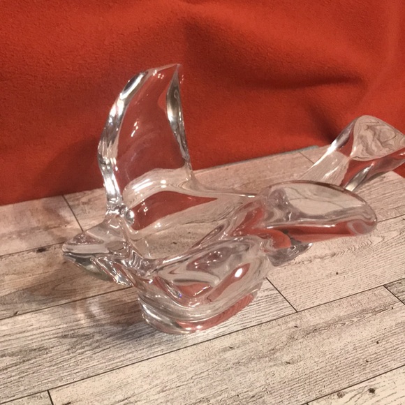 CRYSTAL Bird / Dove Pipe HOLDER or candy dish .. from France - Picture 4 of 5